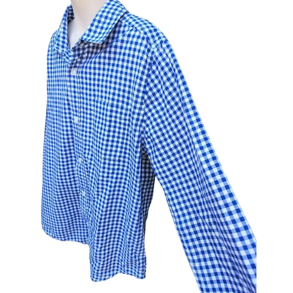 The Children's Place Boys Button Up Shirt, SIze 10/12, Blue and White Checke‎